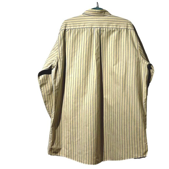L.L. Bean Mens Wrinkle Resistant Yellow Striped Button-Down Shirt 17 1/2-37 - Picture 2 of 9